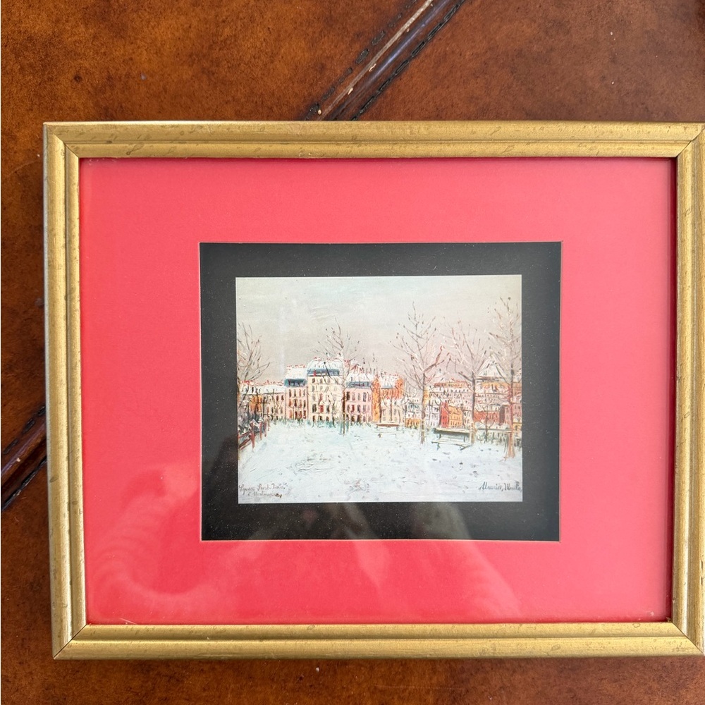 Framed Winter in Paris Scene Painting Maurice Urtrillo